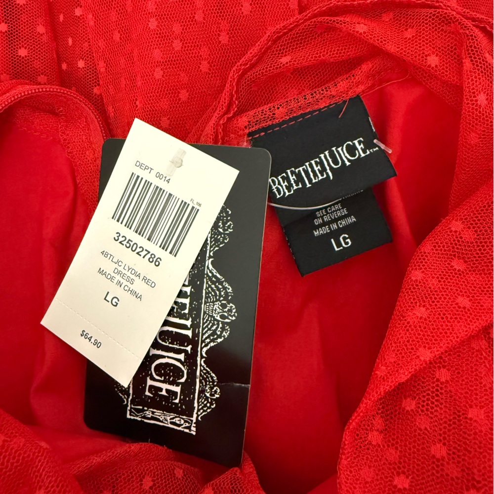 Beetlejuice Lydia Red Ruffled Dress (Large) - Picture 4 of 4